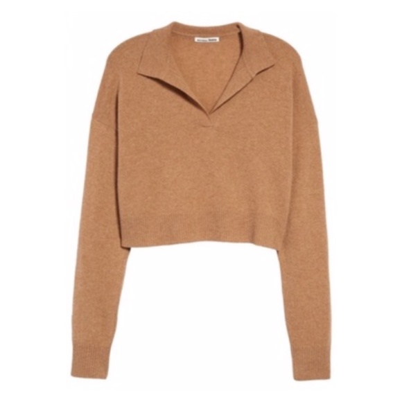 NEW Reformation Cashmere Polo Sweater Camel Large - Picture 1 of 17